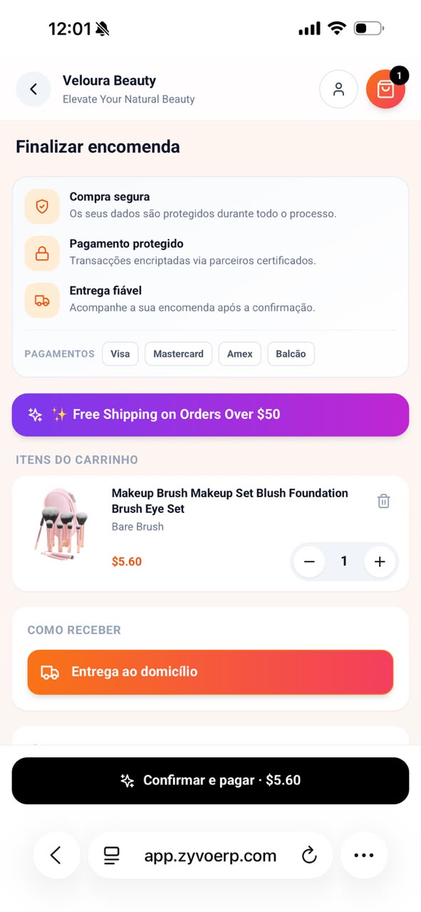 ZYVO virtual store — online shop catalog with public orders and e-commerce for African SMEs — preview 7